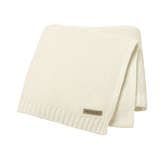 Couverture tricotée bébé en coton 100 % – Modèle Kali - Boutique Kaki Lilas