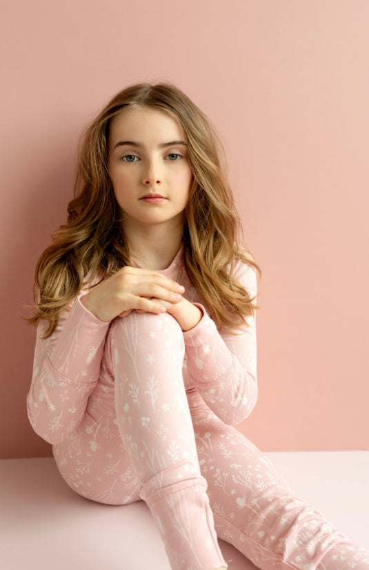 Pyjama modal deux pièces imprimé de couleur rose - Boutique Kaki Lilas