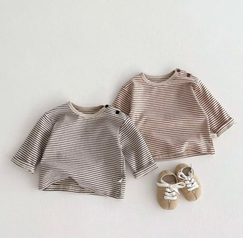 Load image into Gallery viewer, Boy's long-sleeved fine striped cotton sweater
