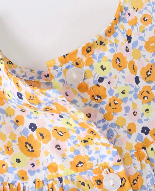 Robe à fleurs jaunes pour filles Léonie