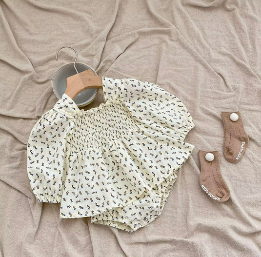 Cache-couches bébé manches bouffantes chic en coton – Kali - Boutique Kaki Lilas