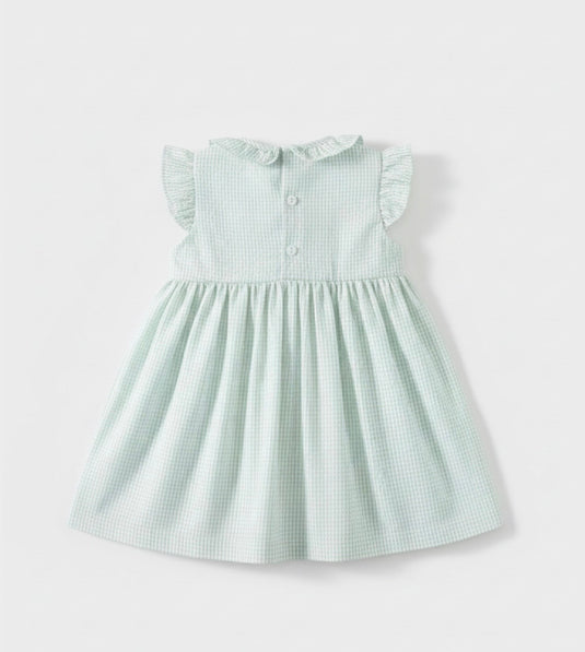 Robe bébé fille en coton à carreaux verts