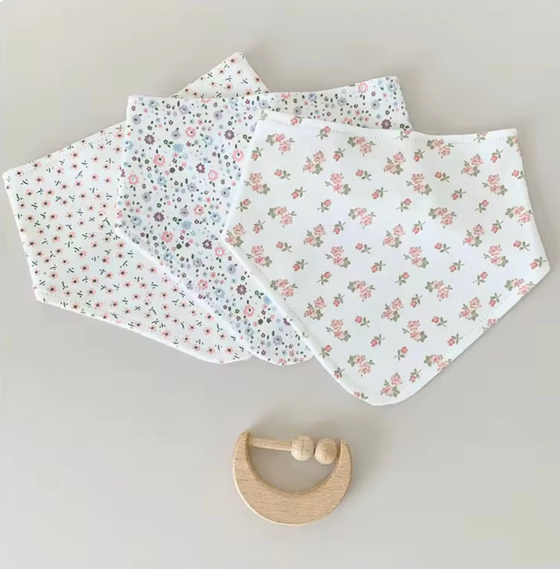 Chargez l&#39;image dans la visionneuse de la galerie, Ensemble de 3 bavoirs bandana bébé en coton – Kali - Boutique Kaki Lilas
