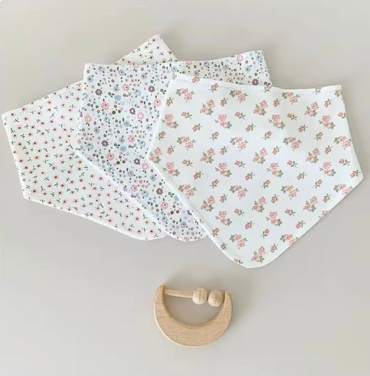 Ensemble de 3 bavoirs bandana bébé en coton – Kali - Boutique Kaki Lilas