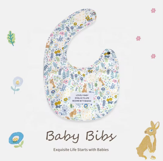 Bavoir bébé en coton motif fleuri – Kali - Boutique Kaki Lilas