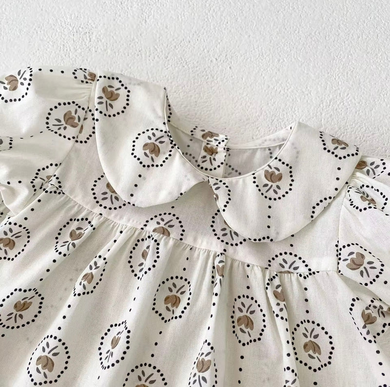 Chargez l'image dans la visionneuse de la galerie, Barboteuse bébé fille été à motifs ronds fleuris

