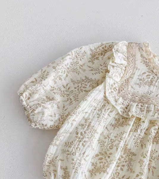 Barboteuse bébé fleurie coton doux – style bohème chic – Kali - Boutique Kaki Lilas