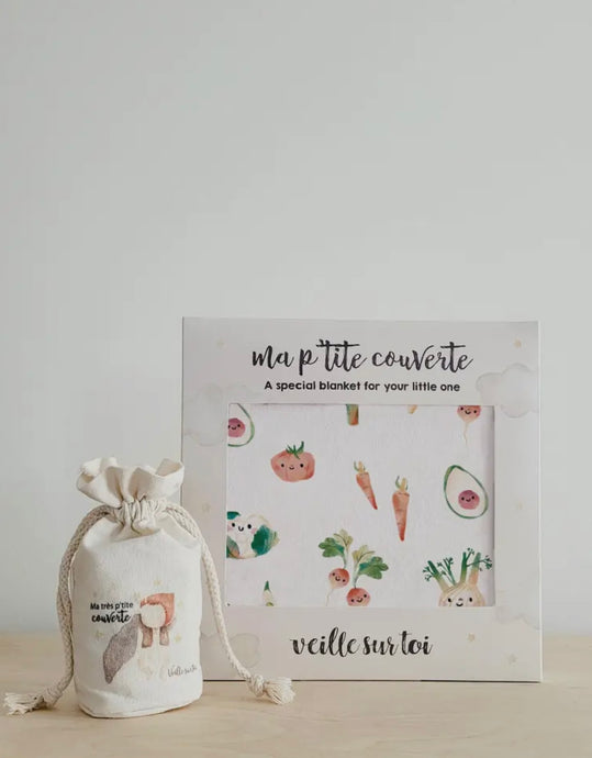 Ma petite couverture imprimée- Au marché-Veille sur toi - Boutique Kaki Lilas