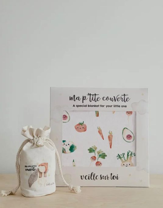 Ma petite couverture imprimée- Au marché-Veille sur toi - Boutique Kaki Lilas