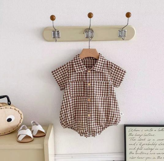 Augustin baby boy checked romper