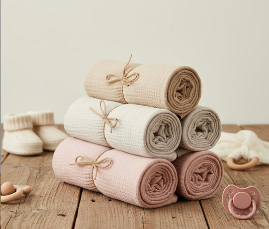 Mousselines (Trio) en coton doux pour bébé – Modèle Kali