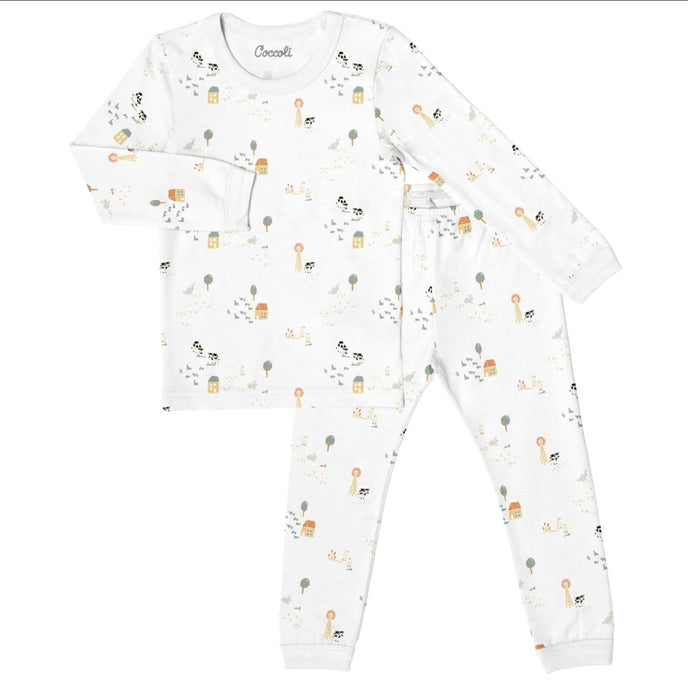 Pyjama modal motifs animaux de ferme Coccoli - Boutique Kaki Lilas