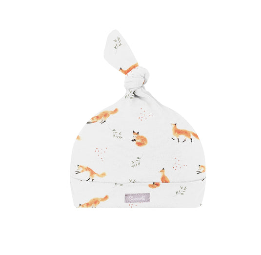 Bonnet en coton modal crème imprimé à motifs de renard Coccoli 3-6 mois - Boutique Kaki Lilas