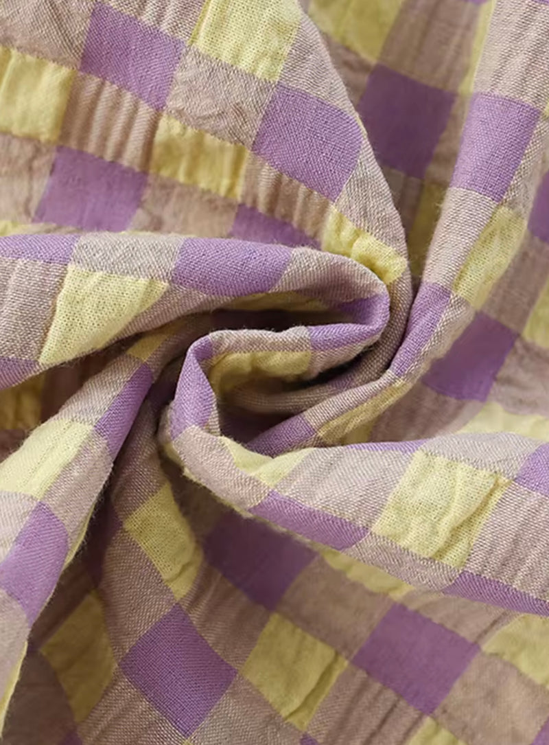 Chargez l&#39;image dans la visionneuse de la galerie, 🌸 Robe à carreaux lavande pour fille – Kali - Boutique Kaki Lilas
