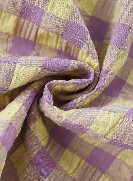 🌸 Robe à carreaux lavande pour fille – Kali - Boutique Kaki Lilas