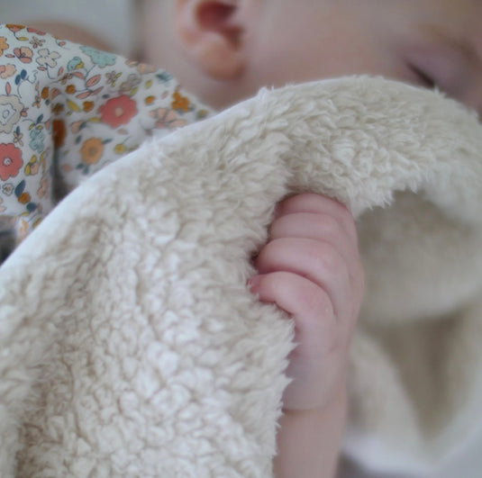Couverture pour bébé fluffy + coton mini fleurs - Boutique Kaki Lilas