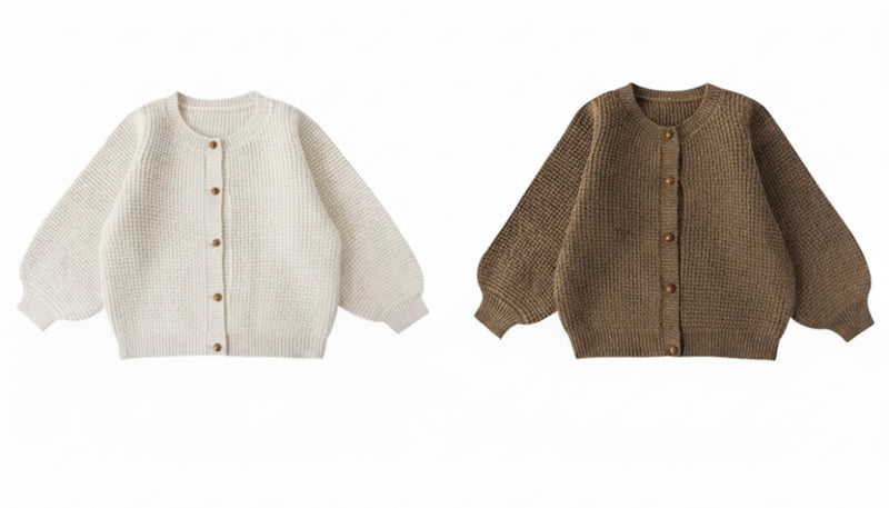 Load image into Gallery viewer, Cardigan vintage en tricot doux pour enfant – Kaki Lilas - Boutique Kaki Lilas

