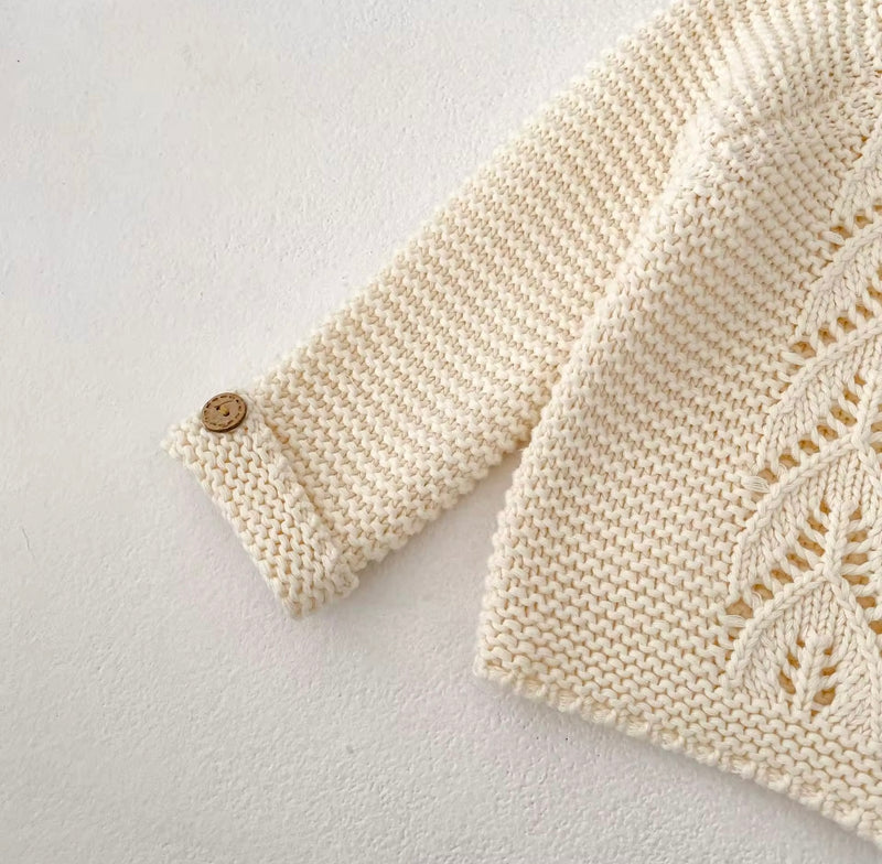 Chargez l&#39;image dans la visionneuse de la galerie, Cardigan bébé 100% coton – Ivoire Blush - Boutique Kaki Lilas
