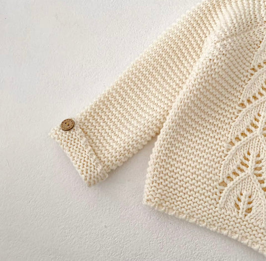 Cardigan bébé 100% coton – Ivoire Blush - Boutique Kaki Lilas