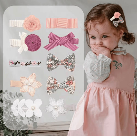 Ensemble de 10 clips à cheveux bébé fille – Kali April - Boutique Kaki Lilas