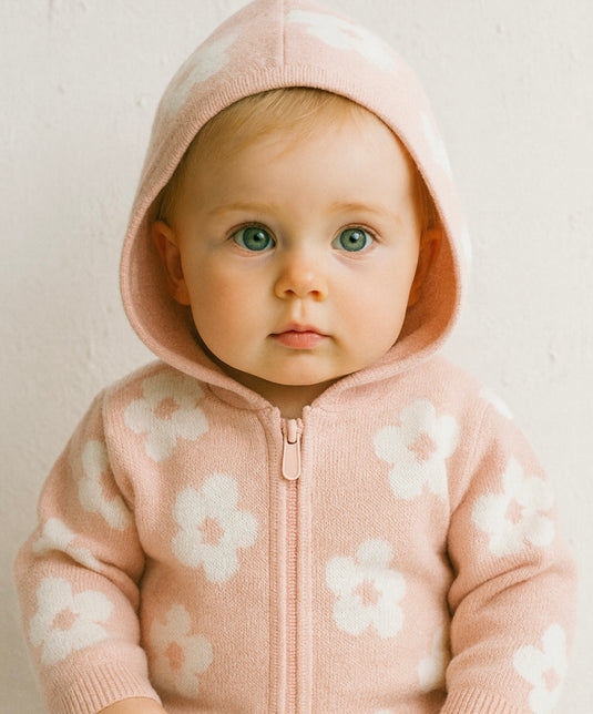 Combinaison bébé capuche fleurs automne-hiver – Kali - Boutique Kaki Lilas