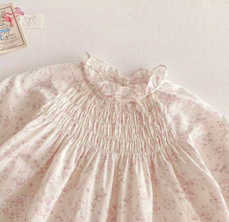 Load image into Gallery viewer, Girls' Pink 100% Cotton Long-Sleeved Dress – Kali
