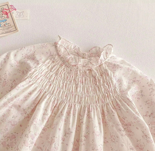 Girls' Pink 100% Cotton Long-Sleeved Dress – Kali