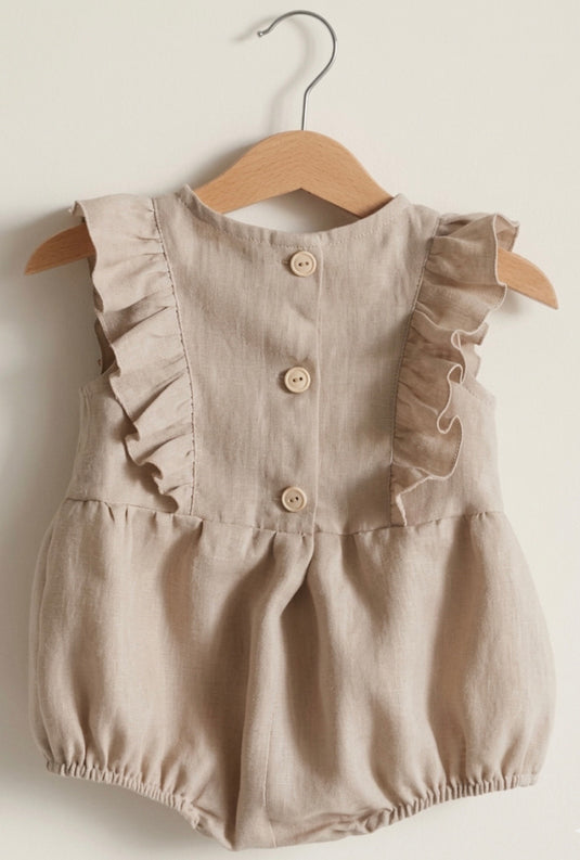 Barboteuse bébé fille Clémence – Lin naturel 🤍