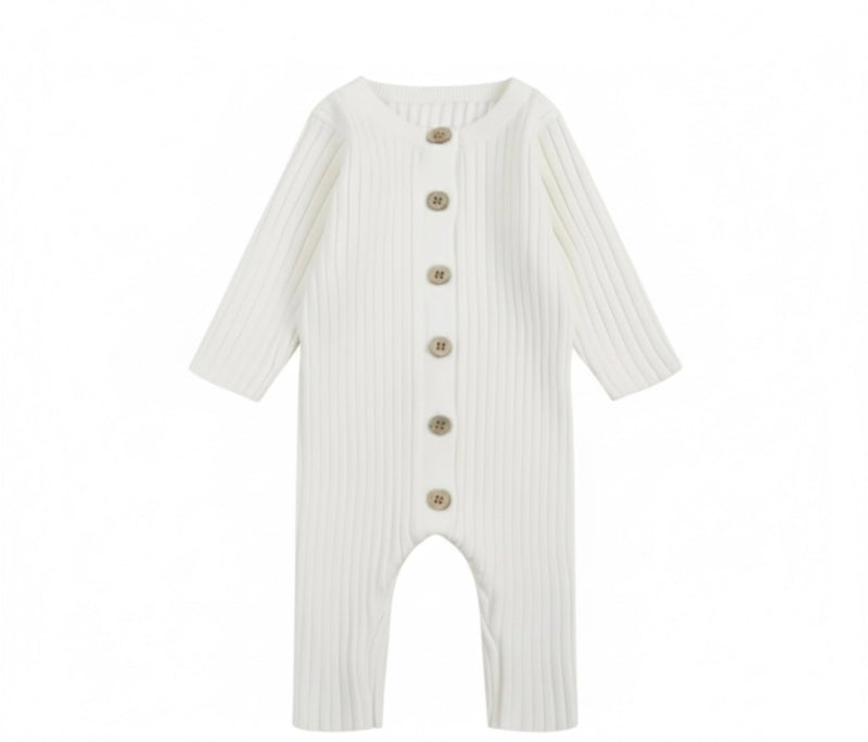 Chargez l'image dans la visionneuse de la galerie, Barboteuse bébé fille blanche en tricot de coton – manches longues
