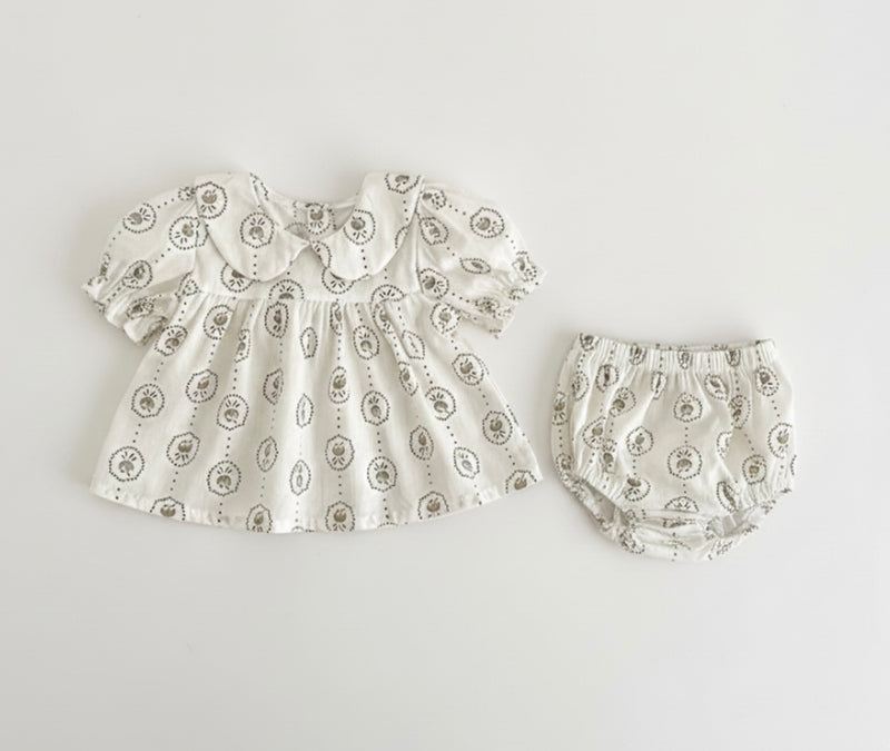Chargez l'image dans la visionneuse de la galerie, Barboteuse bébé fille été à motifs ronds fleuris
