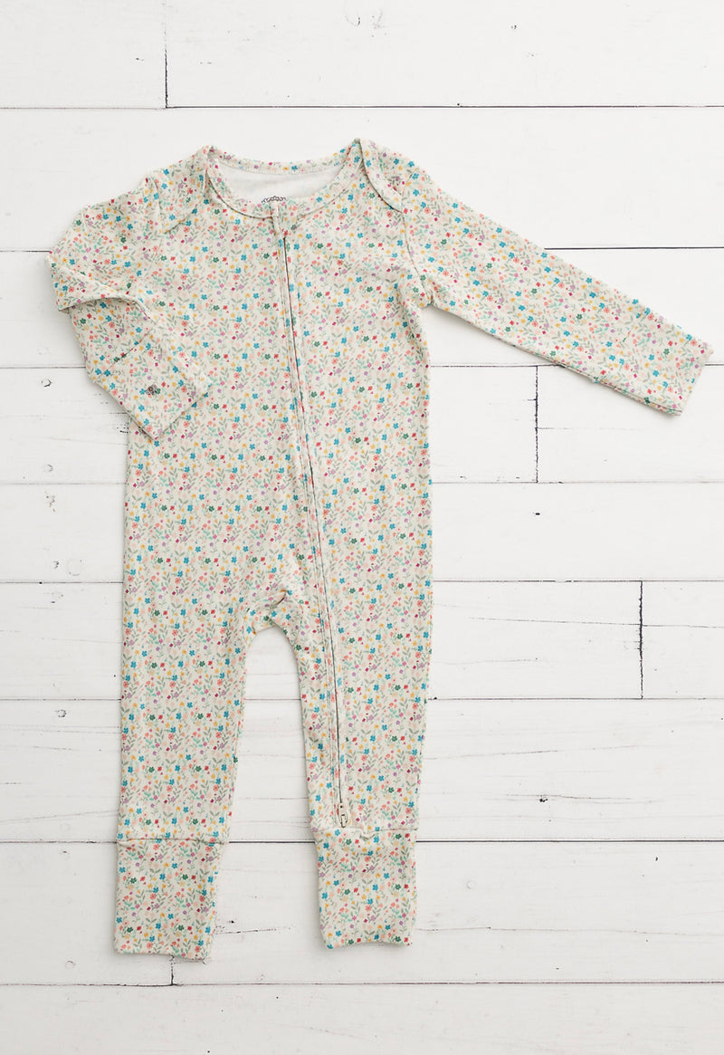 Chargez l&#39;image dans la visionneuse de la galerie, Barboteuse bébé coton bio motif petites fleurs – Kaki Lilas - Boutique Kaki Lilas
