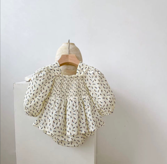 Cache-couches bébé manches bouffantes chic en coton – Kali - Boutique Kaki Lilas