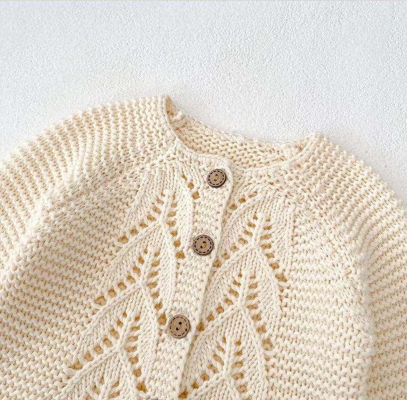 Chargez l&#39;image dans la visionneuse de la galerie, Cardigan bébé 100% coton – Ivoire Blush - Boutique Kaki Lilas
