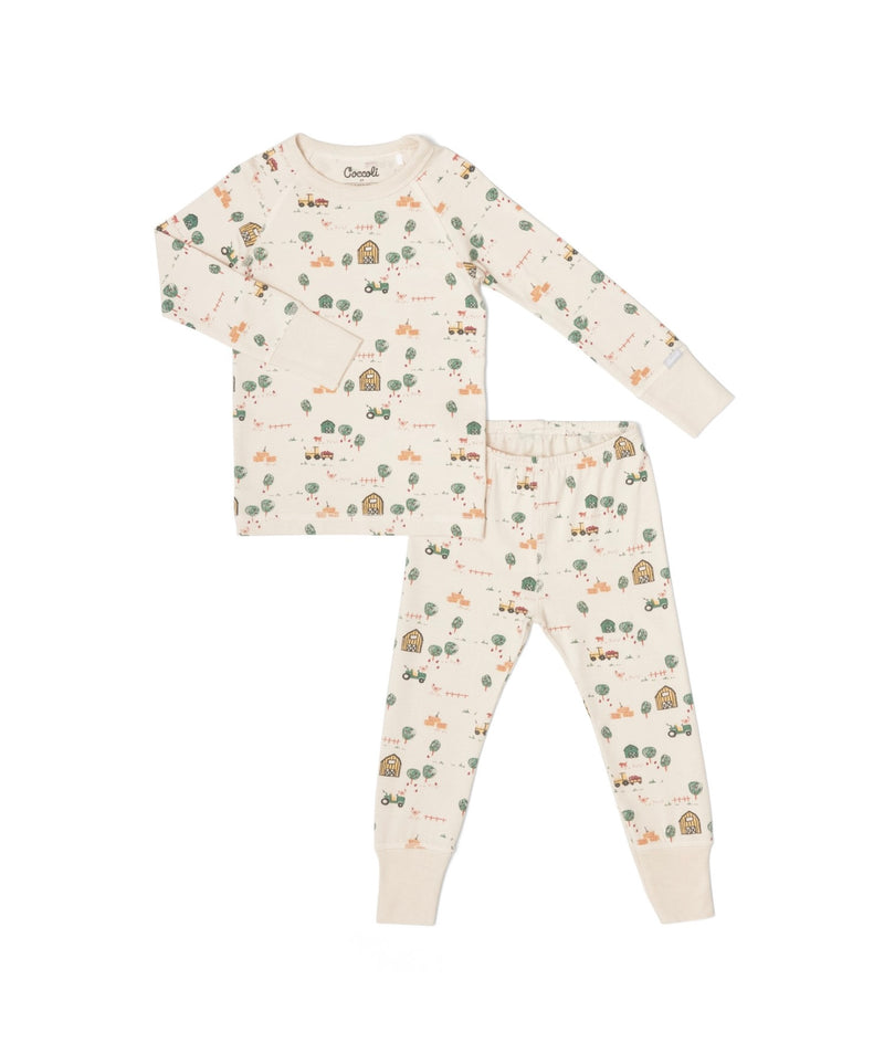 Chargez l&#39;image dans la visionneuse de la galerie, Pyjama modal deux pièces imprimé motifs de ferme beige - Boutique Kaki Lilas
