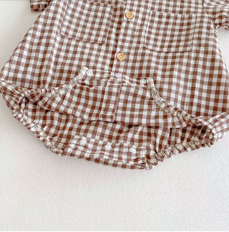 Load image into Gallery viewer, Augustin baby boy checked romper
