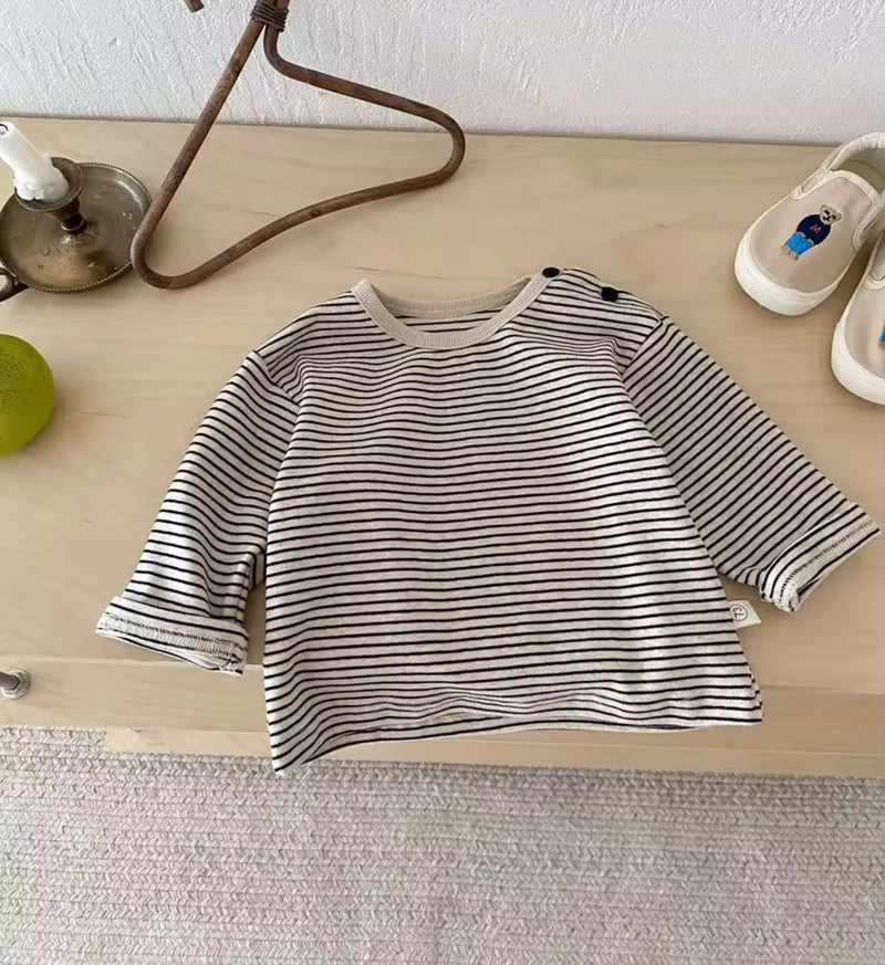 Load image into Gallery viewer, Boy's long-sleeved fine striped cotton sweater
