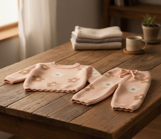Girls' Soft Sweater + Floral Pants Set - Kali