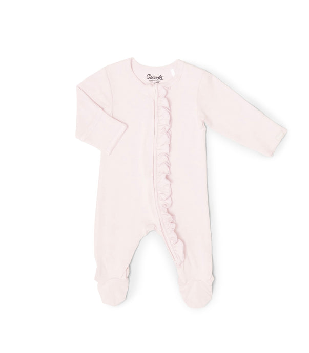 Grenouillère en tissu bébé modal couleur rose léger - Boutique Kaki Lilas