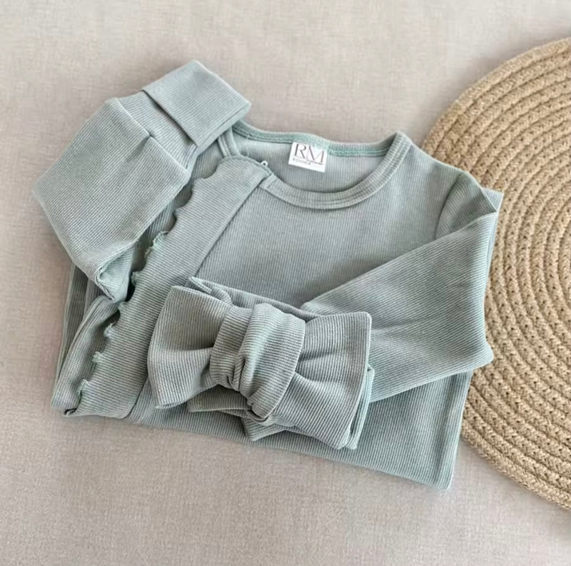 Chargez l&#39;image dans la visionneuse de la galerie, Combinaison bébé fille manches longues en coton doux avec bandeau – Kali - Boutique Kaki Lilas

