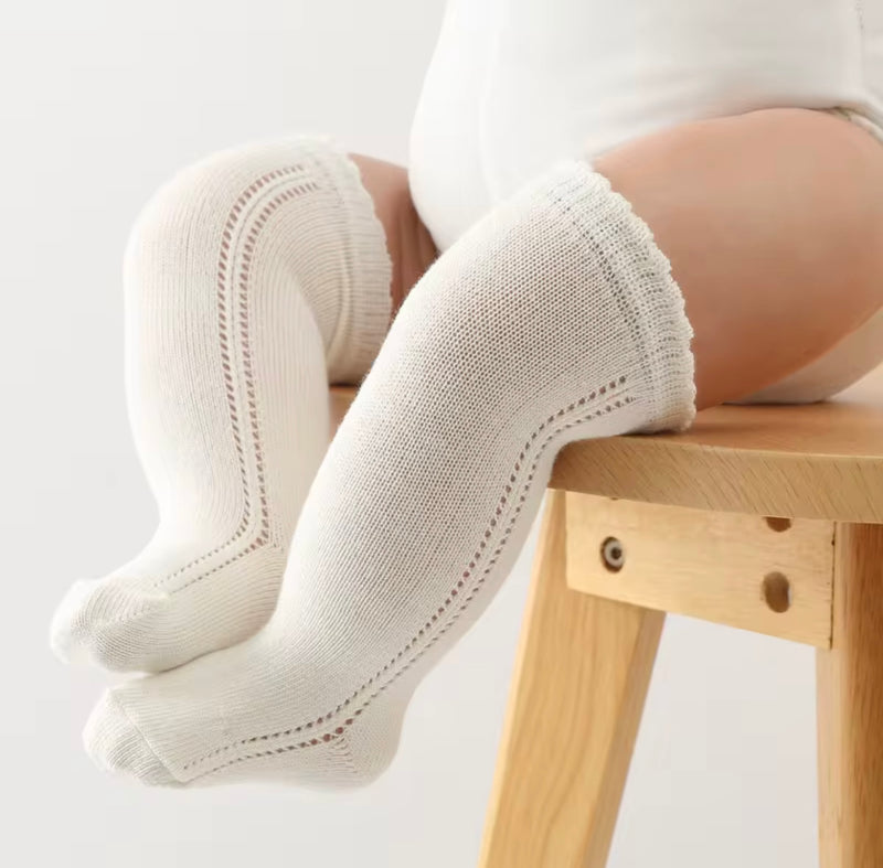 Chargez l&#39;image dans la visionneuse de la galerie, Chaussettes hautes bébé fille coton doux – automne – Kali - Boutique Kaki Lilas
