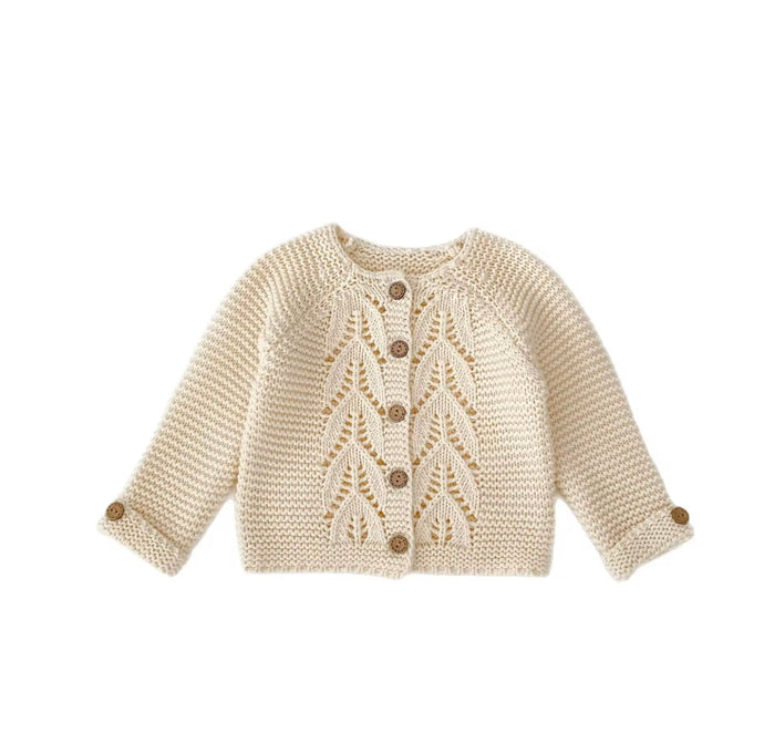 Cardigan bébé 100% coton – Ivoire Blush - Boutique Kaki Lilas