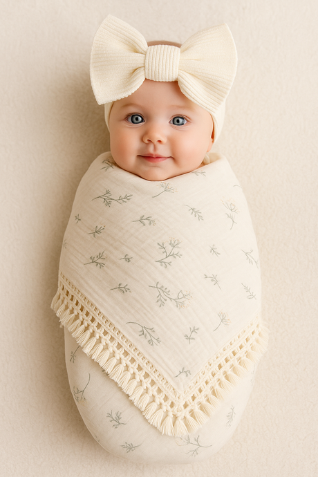 Mousseline bébé 100 % coton à motifs – Kali - Boutique Kaki Lilas