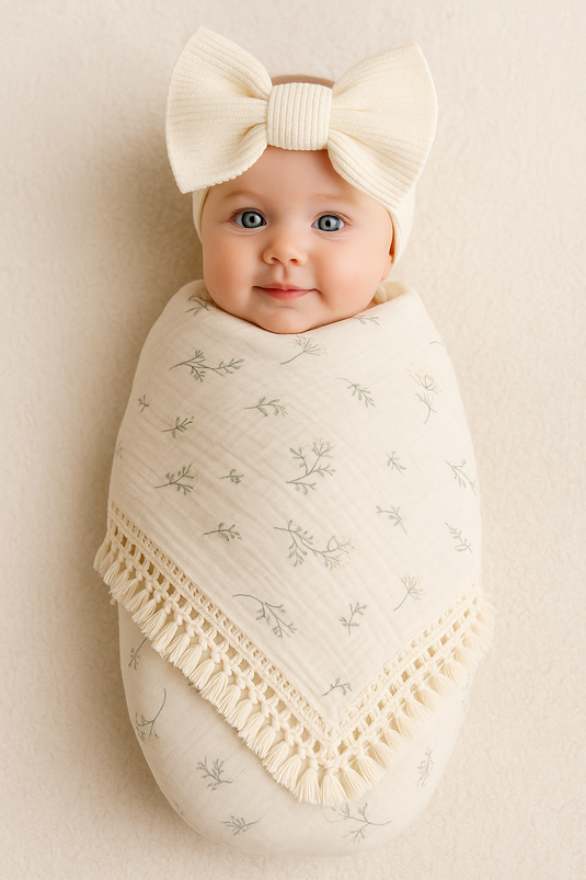 Mousseline bébé 100 % coton à motifs – Kali - Boutique Kaki Lilas