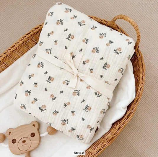 Couverture bébé florale vintage en coton 100 % – Kaki Lilas - Boutique Kaki Lilas