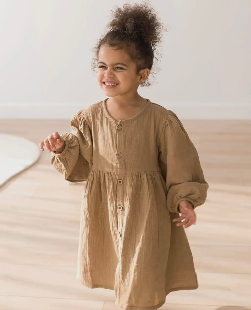 Load image into Gallery viewer, Robe à manches bouffantes Acorn coton bio - Boutique Kaki Lilas
