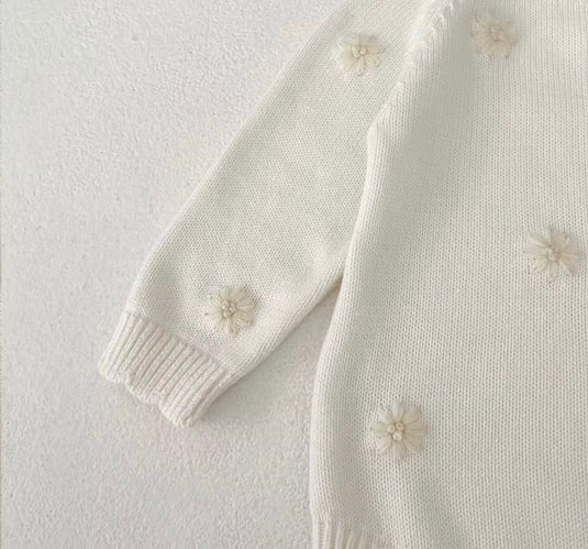 Combinaison bébé fille en tricot doux à motifs fleuris – Kali