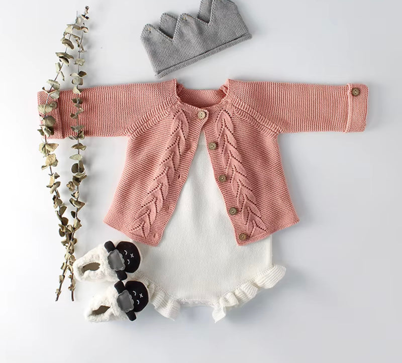 Chargez l'image dans la visionneuse de la galerie, Cardigan bébé fille en tricot de coton – Collection Blush
