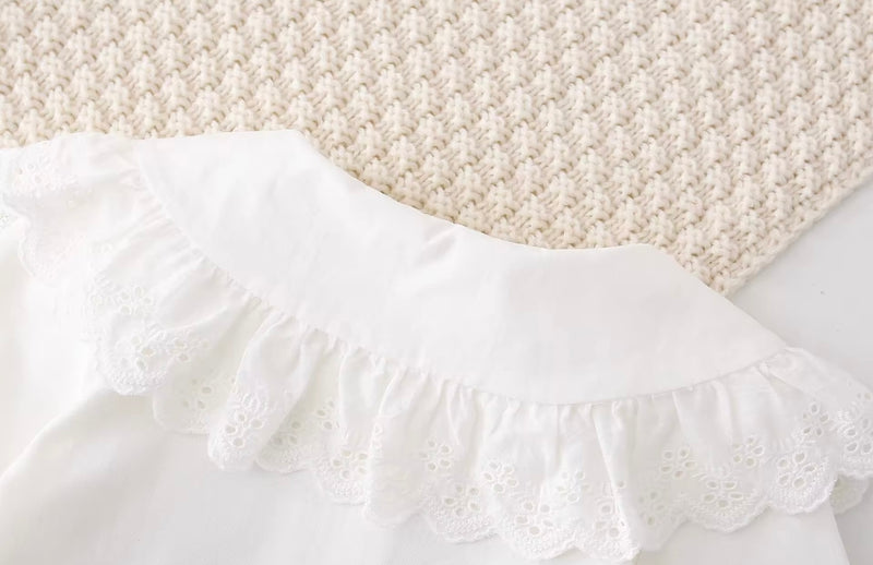 Chargez l&#39;image dans la visionneuse de la galerie, Blouse bébé manches longues coton fleurs brodée – Blush - Boutique Kaki Lilas
