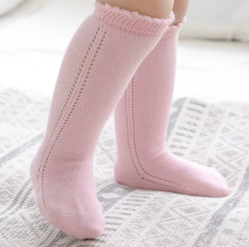 Chargez l&#39;image dans la visionneuse de la galerie, Chaussettes hautes bébé fille coton doux – automne – Kali - Boutique Kaki Lilas
