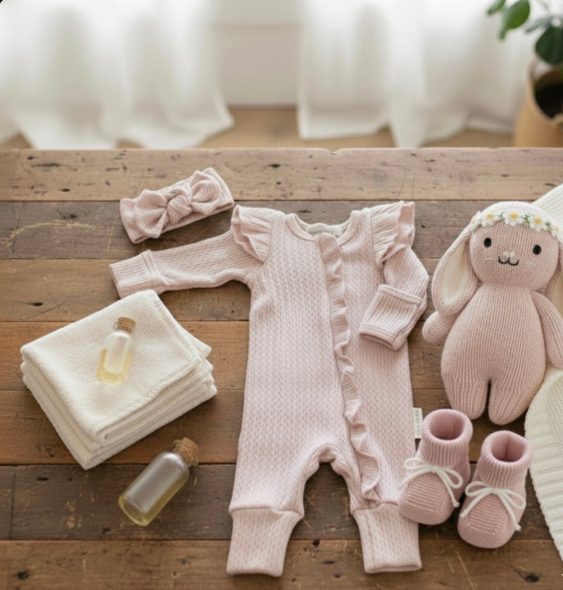 Chargez l'image dans la visionneuse de la galerie, Barboteuse bébé fille style boho avec bandeau assorti
